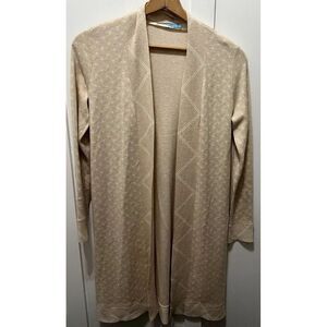 J. Mlaughlin Long Open Front‎ Cardigan Jacket Sweater Tan Size Small